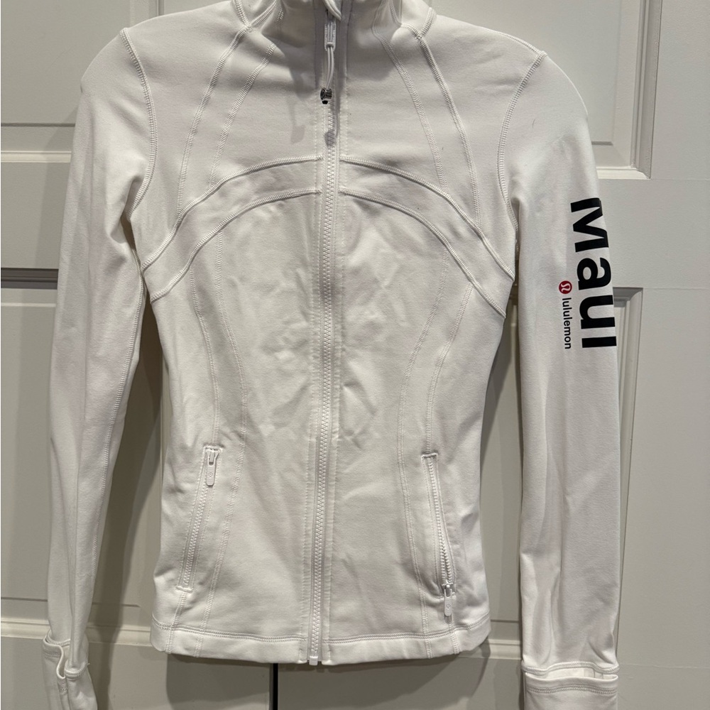 lululemon athletica White Full-Zip Utility Jacket with Maui Sleeve Logo